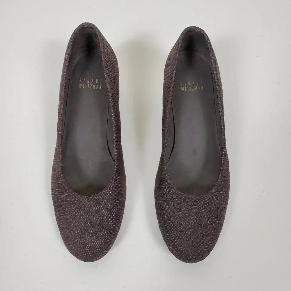 Stuart Weitzman Leather Wedge Shoes Womens Size 7 Black Round Toe Comfort